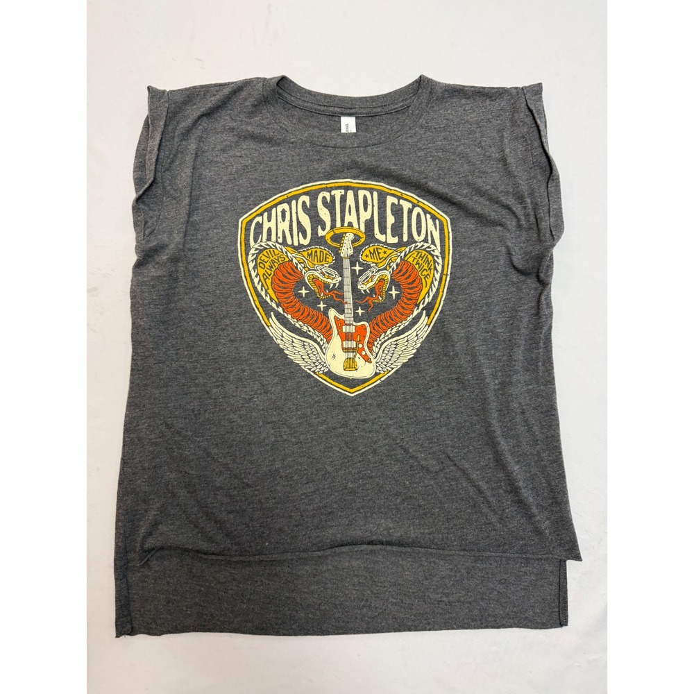 Chris Stapleton Bella Canvas Flowy Muscle Tank Top Gray Small